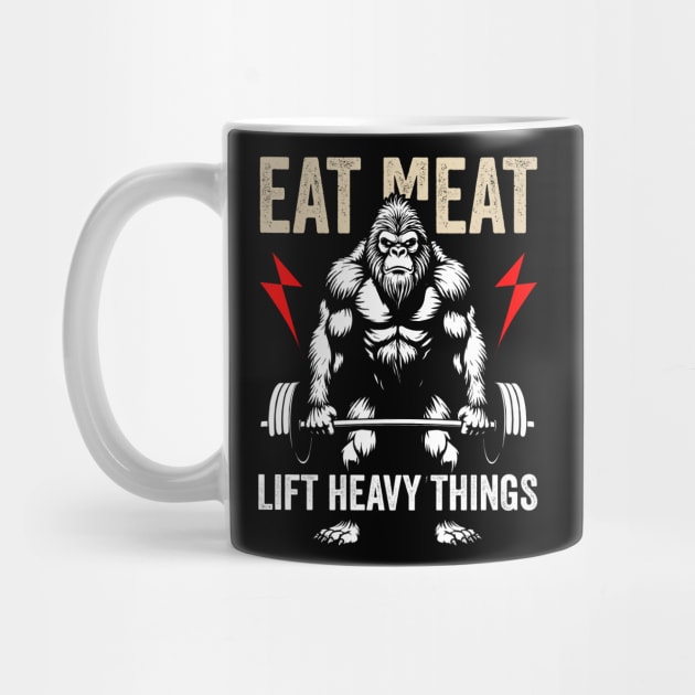 Eat Meat, Lift Heavy - Bigfoot Gym Tee by Otaku Vibes